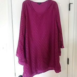 Deep Purple Retro Dress w/ Bell Sleeves